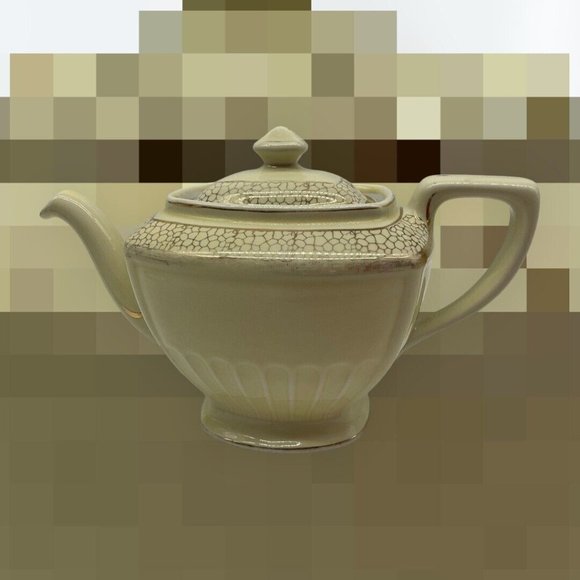Hall Ceramic Vintage Hollywood Teapot Warm Yellow and Gold Hall 0118S 6 Cup MCM - Picture 4 of 16